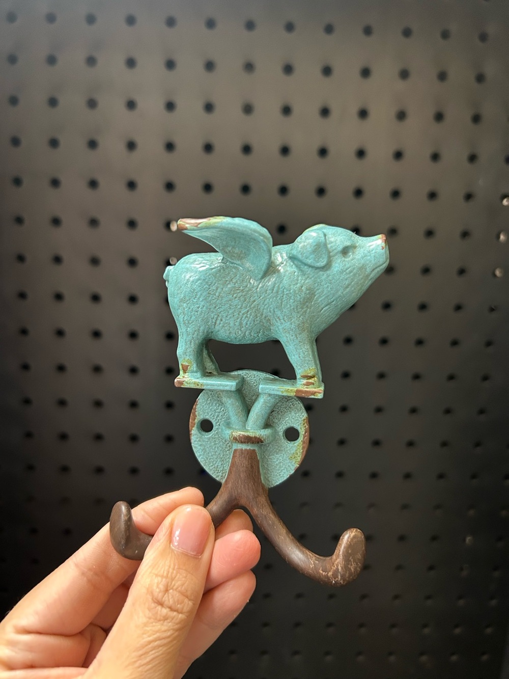 Charming Rustic Turquoise Flying Pig Wall Hook Accessories
